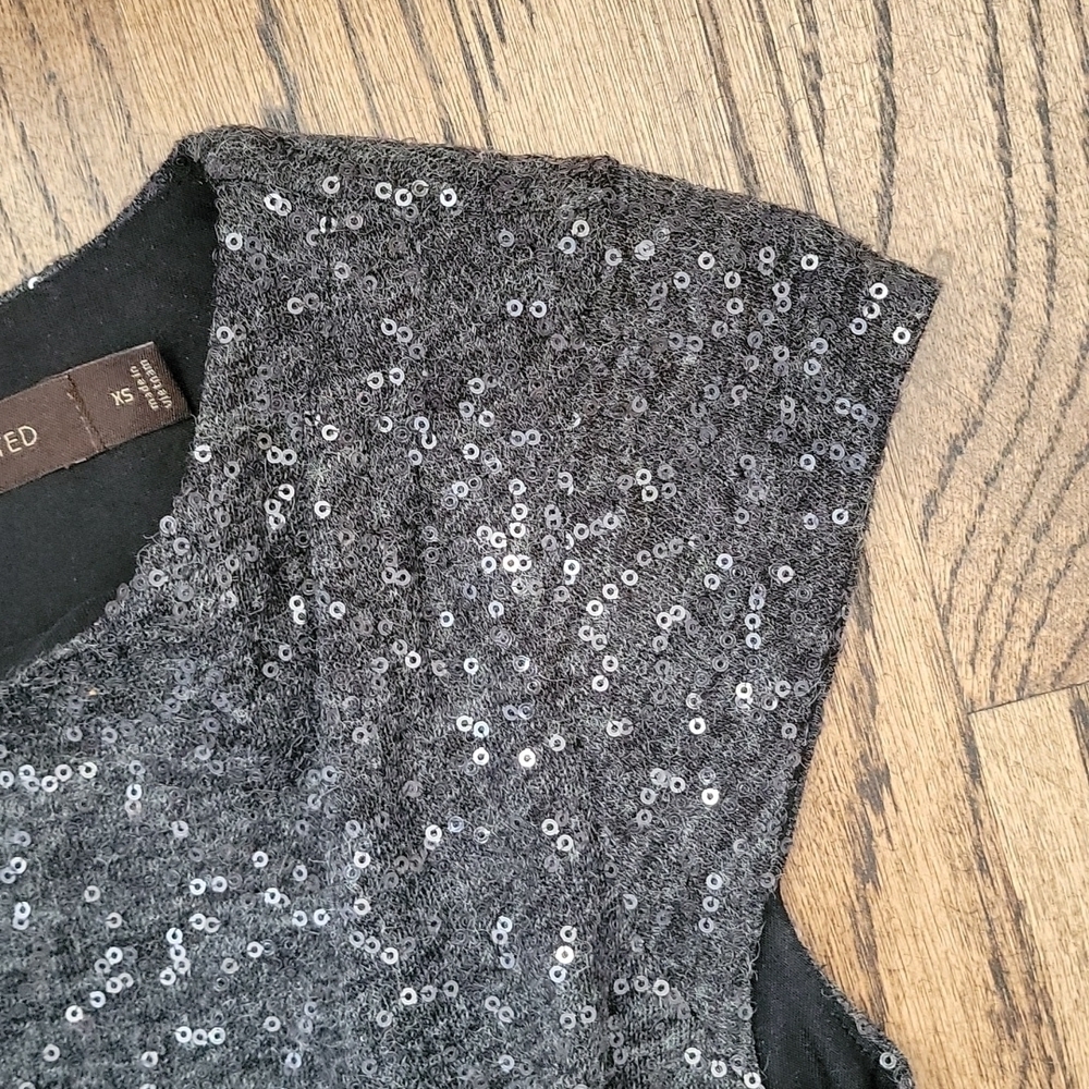 The Limited Grey Sequined Dress with Bow Side Rouche - Picture 4 of 11